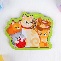 Головоломка пазл "Кошка с котятами" для самых маленьких Нет бренда