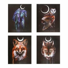 Тетрадь 48 листов в клетку Lunar dark Animals, обложка мелованный картон, выборочный УФ-лак, блок офсет, микс Полином