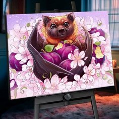 Картина по номерам с кристаллами из хрусталя 40х50 "Летучая собака" (28 цветов) SHR0550 Top Market