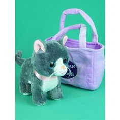 Мягкая игрушка Кошка в сумке, озвученная (мяукает) 20см. АКИМБО КИТ