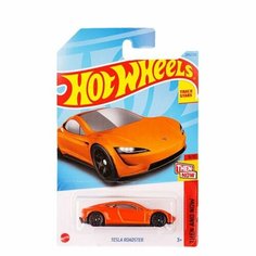 HKJ47 Машинка игрушка Hot Wheels металлическая коллекционная Tesla Roadster оранжевый