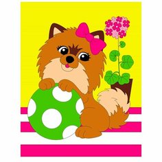 Набор для творчества Роспись по холсту по номерам. Игривый щенок 18*24 см Х-7165 Нет бренда