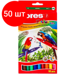 Комплект 50 наб, Фломастеры Kores 10цв, двусторон, вент. колп, 29021
