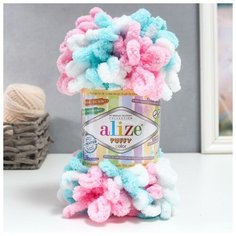 Пряжа "Puffy color" 100 % микрополиэстер 9м/100г (6377), 1шт Alize