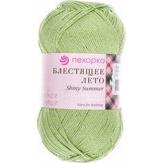 Пряжа Пехорка Блестящее лето зеленое яблоко (009), 95%мерсеризованный хлопок/5%метанит, 380м, 100г, 2шт