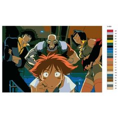 Картина по номерам V-404 "Аниме: Ковбой Бибоп (Cowboy Bebop). Спайк Шпигель, Фэй Валентайн, Джет Блэк, Эдвард", 60x90 см Brushes Paints