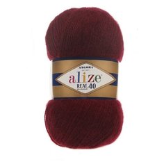 Пряжа Alize Angora Real 40, 40 % шерсть, 60 % акрил, 100 г, 430 м, 5 шт., 057 бордовый