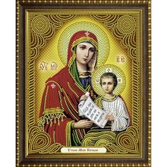 Алмазная мозаика на холсте с подрамником (картина стразами) 20х30 Икона Утоли мои печали New World