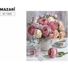 Алмазная Мозаика 21*25см (С мольбертом, картон, частичная выкладка, стразы-камни) Букет (п/упаковка с европодвесом) М-11844 (2242) Mazari