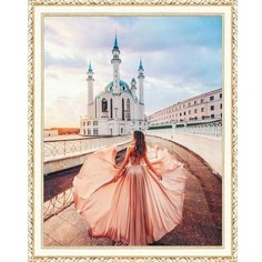 Алмазная мозаика Мечеть и девушка 40x50 см. Нет бренда