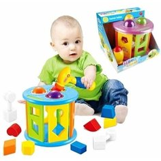 Развивающая игрушка стучалка с молоточком + 3 шара, свет, звук, сортер Нет бренда