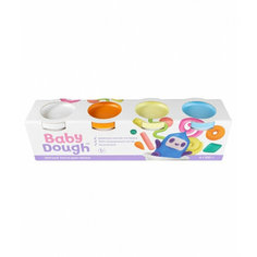 Тесто для лепки BABY DOUGH , набор 4 цвета (белый, оранжевый, нежно-желтый, нежно-голубой)
