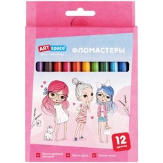 Спейс Фломастеры ArtSpace "Модницы", 12цв, смываемые, картон, европодвес