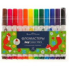 Фломастеры с утолщённым стержнем 12 цветов Mini, в пластиковом кармане Нет бренда