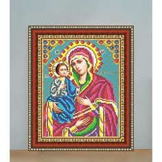 "Пресвятая Богородица Троеручица" Уникальный дизайнерский набор для вышивания бисером , с багетной рамкой и стеклом! Нет бренда