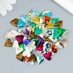 Декор для творчества металл Сердца разноцветные набор 100 шт 1,2х1,2 см Арт Узор