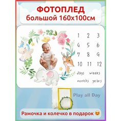 Детский плед для новорожденных девочек и мальчиков/ Детское покрывало для фотосессии Play all Day