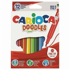 Фломастеры CARIOCA (Италия) "Doodles", 12 цветов, суперсмываемые, 42314