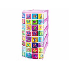 Комод пластиковый с ящиками 39х49х98 см. Elfplast "Алфавит", пластмассовый комод, комод с ящиками, комод 4 ящика
