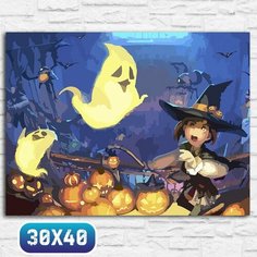 Картина по номерам на холсте осень хэллоуин (фф, файнал фэнтези, final fantasy 14) - 12534 40х30 Бруталити