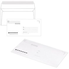 Конверты Е65 (110х220 мм), отрывная лента, "Куда-Кому", 80 г/м2, комплект 1000 шт. Ряжская печатная фабрика