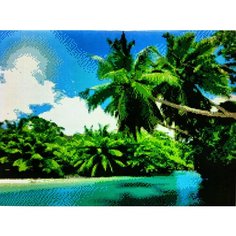 Алмазная мозаика "морской пейзаж Италии" 40x50см квадратные стразы Тропики пальмы, лето, пляж, берег Kakadu