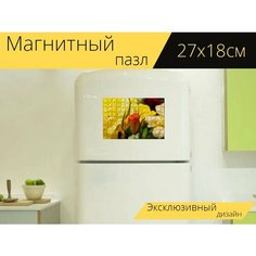 Магнитный пазл "Цветок, природа, весна" на холодильник 27 x 18 см. Lots Prints