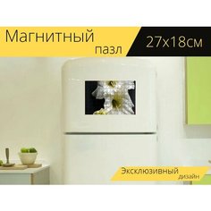 Магнитный пазл "Цвести, белый, гладиолусы" на холодильник 27 x 18 см. Lots Prints