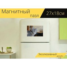 Магнитный пазл "Мейнкун, кошка, порода" на холодильник 27 x 18 см. Lots Prints
