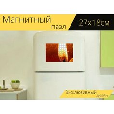 Магнитный пазл "Пламя, фитиль, свеча" на холодильник 27 x 18 см. Lots Prints
