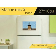 Магнитный пазл "На крыше, флюгера, камин" на холодильник 27 x 18 см. Lots Prints