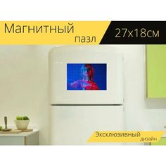 Магнитный пазл "Женщина, мода, уличный стиль" на холодильник 27 x 18 см. Lots Prints