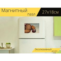 Магнитный пазл "Грецкий орех, орехи, фундук" на холодильник 27 x 18 см. Lots Prints