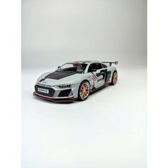 Коллекционная машинка игрушка металлическая Audi R8 IRON для мальчиков масштабная модель 1:24 серая Alexplay