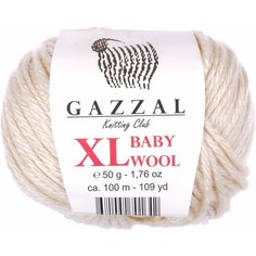 Пряжа Gazzal Baby Wool XL экрю (829), 40%шерсть мериноса/20%кашемирПА/40%акрил, 100м, 50г, 5шт