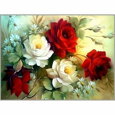 Алмазная мозаика без подрамника «Винтажные розы» 40 × 30 см, 35 цветов Milato