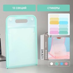 Папка для документов А4 с файлами на кнопках; органайзер для бумаг с ручками + стикеры; 13 отделений ЧайЧай