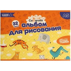 Альбом для рисования А5, 32 листа на скрепке, обложка мелованный картон, блок 100 г/м² Россия