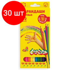 Комплект 30 наб, Карандаши цветные 12цв Каляка-Маляка шестигранные, ККМ12