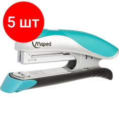 Комплект 5 штук, Степлер Maped ERGOLOGIC до 25 лис, N24/6, N26/6, серебристо-бирюзовый,352513