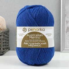 Пряжа "Австралийский меринос" 95%меринос. шерсть,5% акрил объёмный 400м/100гр(491-Ультрамар) Пехорка