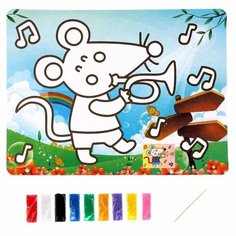 Фреска с цветным основанием «Мышка», 9 цветов песка, 4 штуки Noname