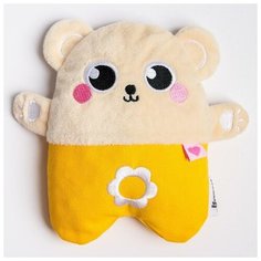 Развивающая игрушка - грелка с вишнёвыми косточками Мишка, 20 см, бежевый/желтый