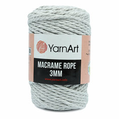 Пряжа для вязания YarnArt Macrame Rope 3мм, 250г, 63м (60% хлопок, 40% вискоза и полиэстер) (756 светло-серый), 4 мотка
