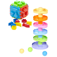 Развивающие игрушки для малышей Игра "Зайкина горка с шариками №2" + Игрушка сортер "Кубик логический большой" биплант