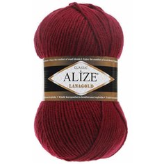 Пряжа для вязания ALIZE Lanagold, 100г, 240м (49%шерсть, 51%акрил) (57 бордо), 5 мотков