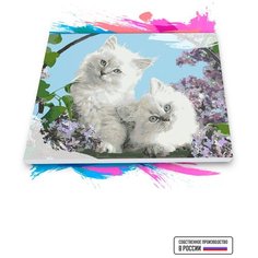Картина по номерам на холсте Котята в саду, 70 х 90 см Красиво Красим