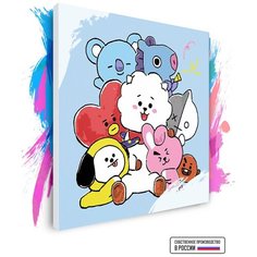 Картина по номерам на холсте BTS Chibi, 70 х 70 см Красиво Красим