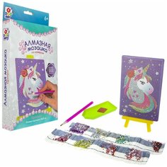 1TOY ART Алмазная мозаика. Набор "Единорог" в коробке 23х15х3 см