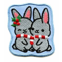 Патч текстильный, нашивка, "Влюблённые зайчики", 5,3*6см. БВК